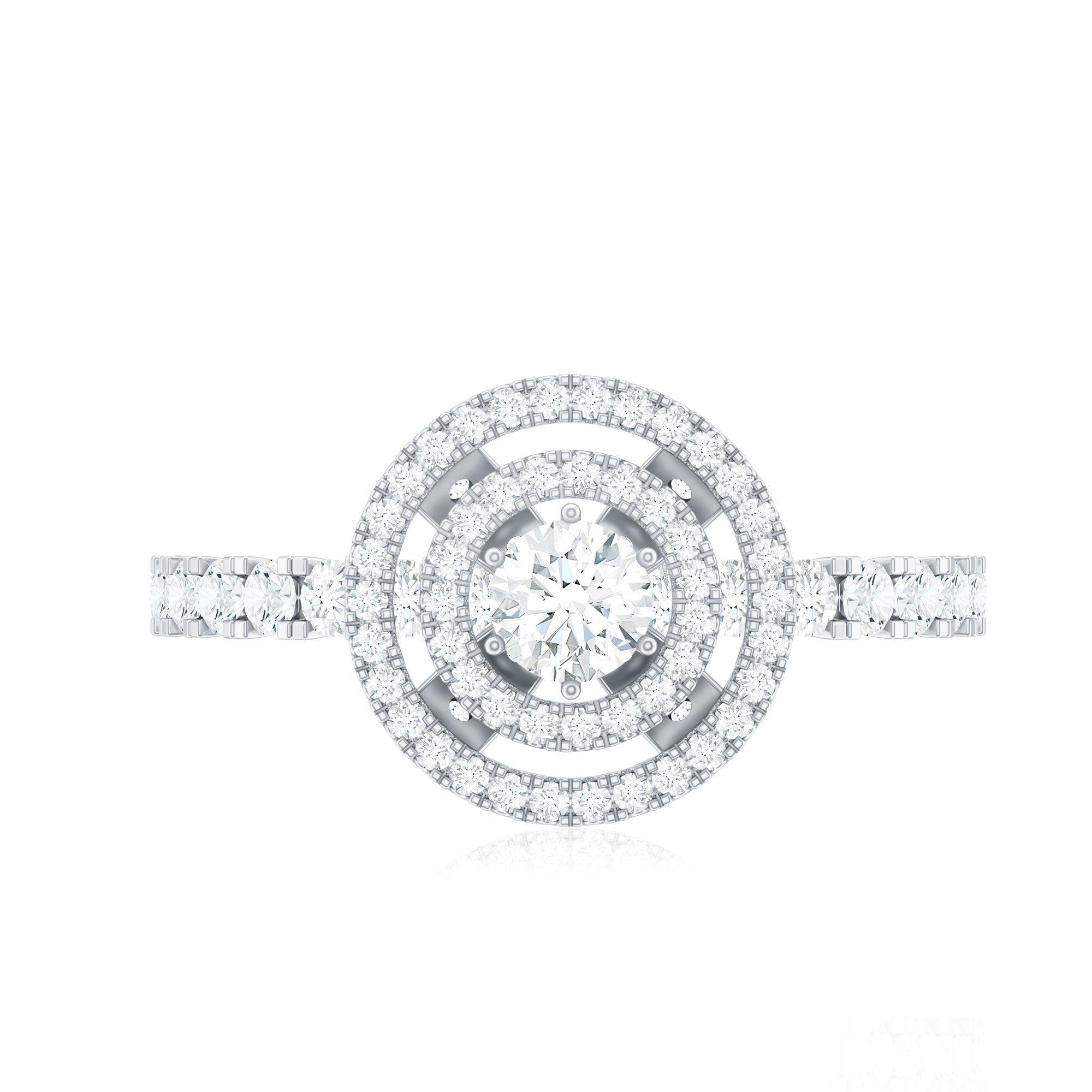 0.5 Carat Antique Zircon Double Halo Engagement Ring