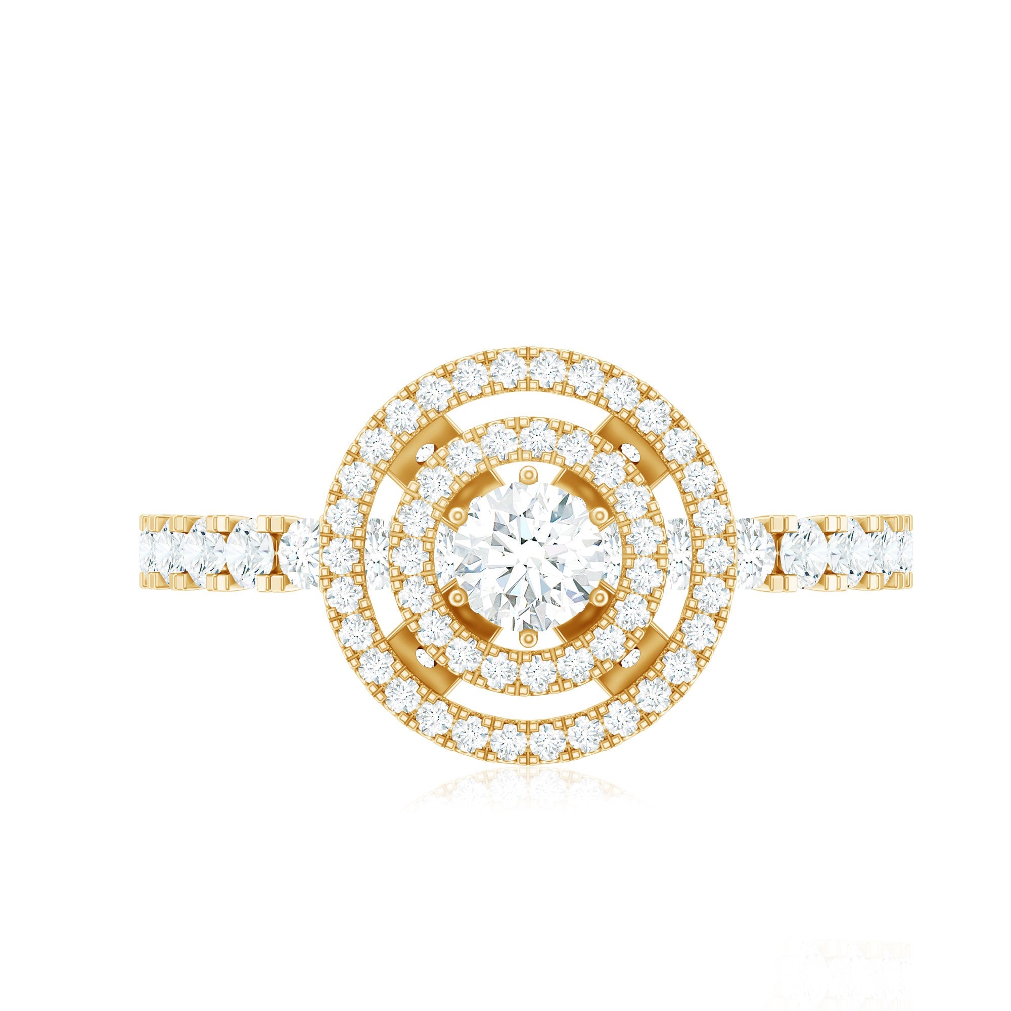 0.5 Carat Antique Zircon Double Halo Engagement Ring