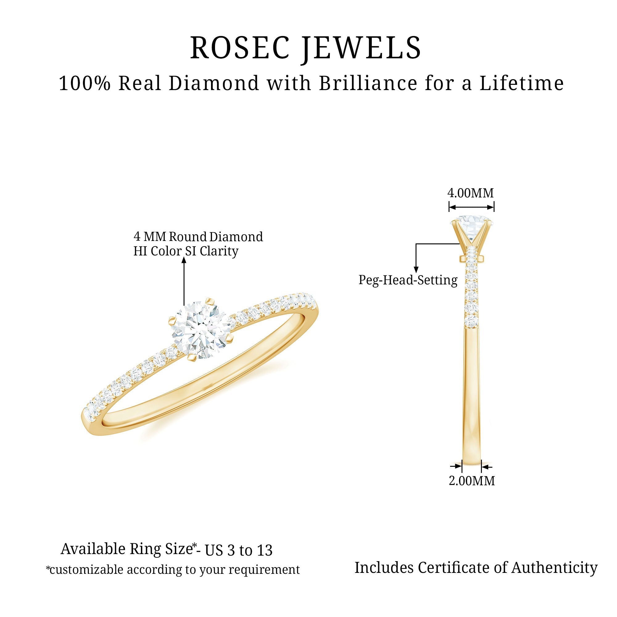 Natural Diamond Promise Ring with Side Stones