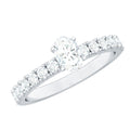 0.4 Carat Cubic Zirconia Oval Engagement Ring with Side Stones