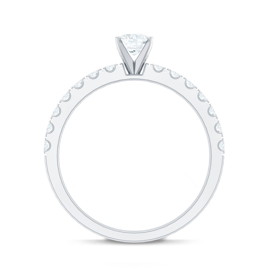 0.4 Carat Cubic Zirconia Oval Engagement Ring with Side Stones