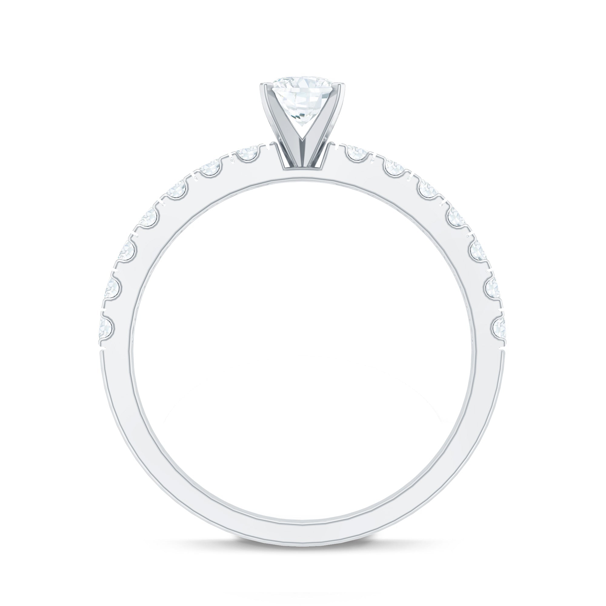 0.4 Carat Cubic Zirconia Oval Engagement Ring with Side Stones