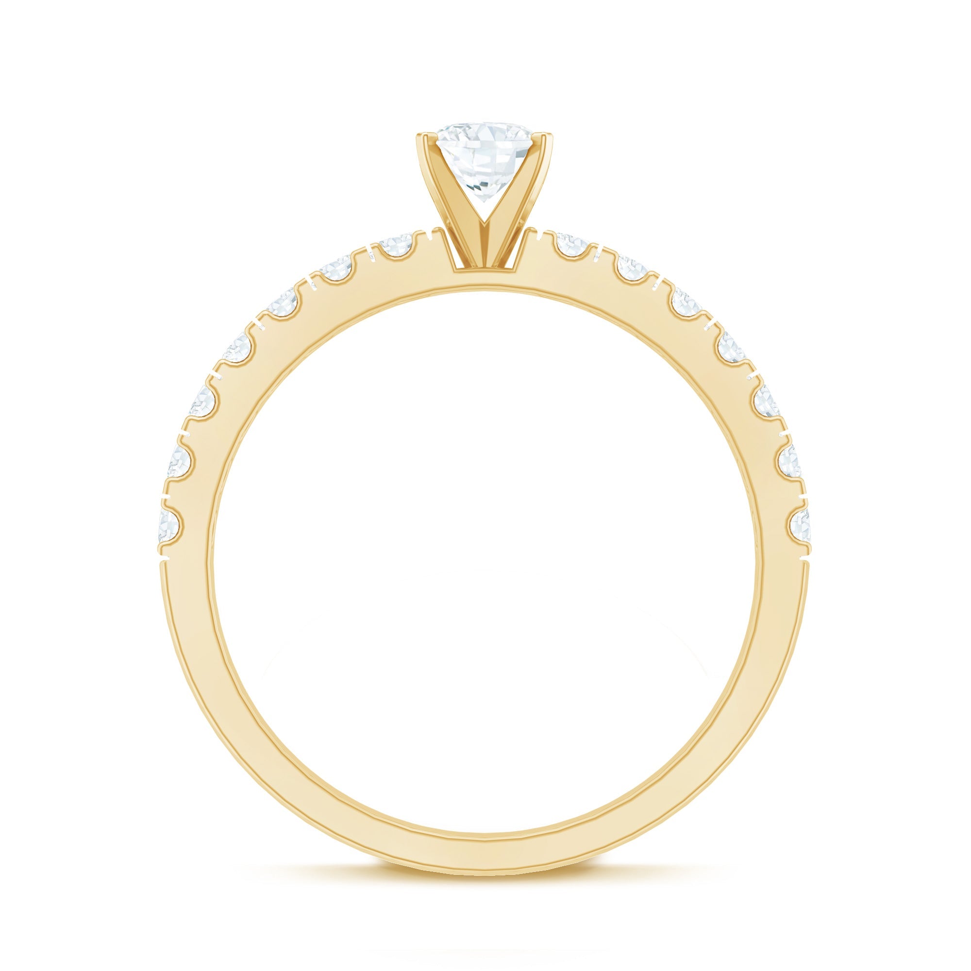 0.4 Carat Cubic Zirconia Oval Engagement Ring with Side Stones