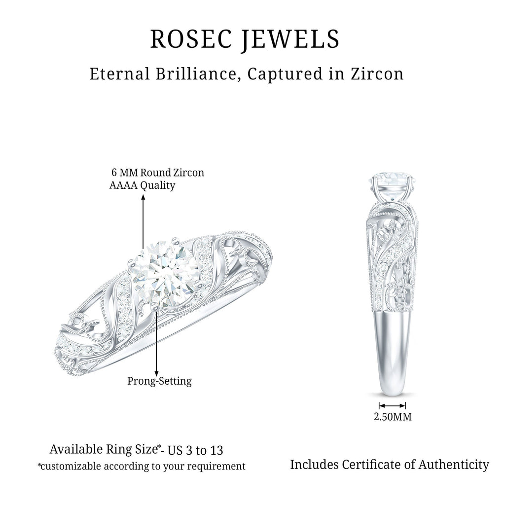 3/4 CT Cubic Zirconia Vintage Inspired Engagement Ring