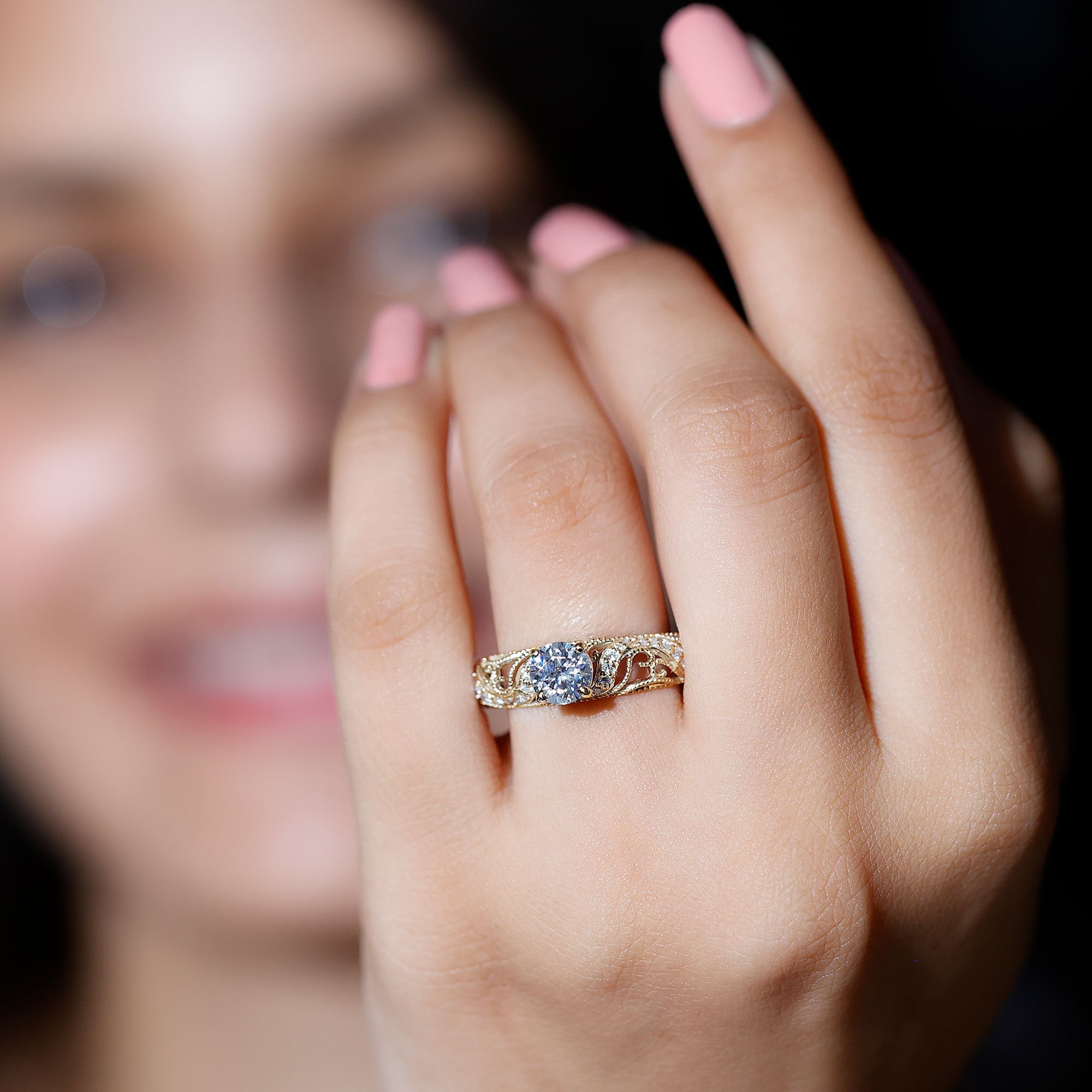 3/4 CT Cubic Zirconia Vintage Inspired Engagement Ring