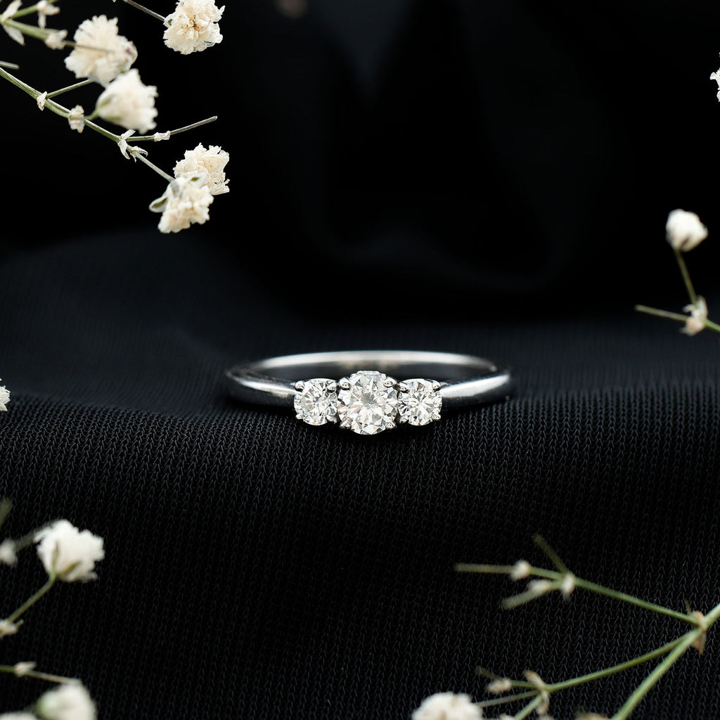 Brilliant Cut Moissanite 3 Stone Promise Ring for Women