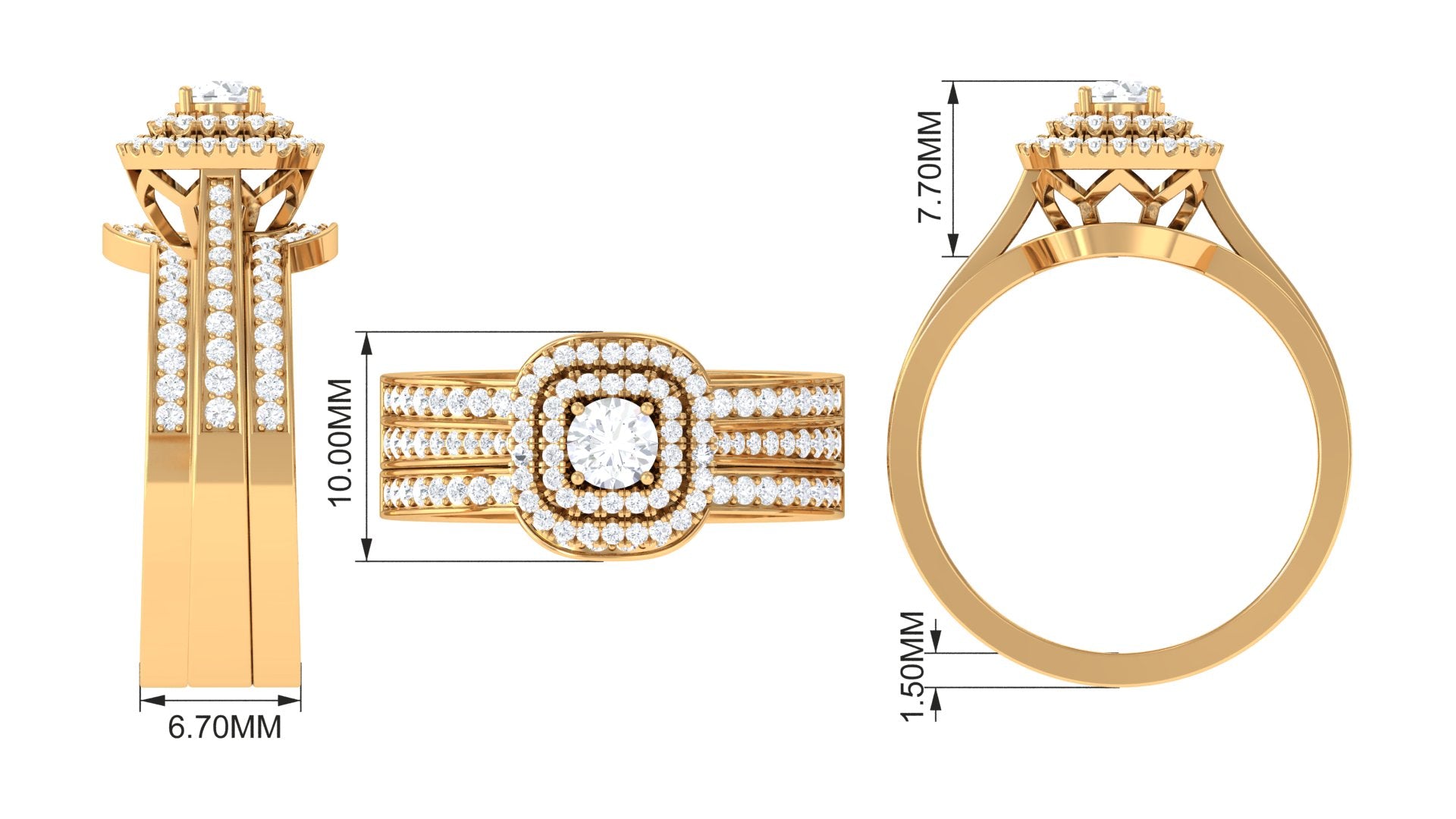 Zircon Statement Bridal Ring Set of 3
