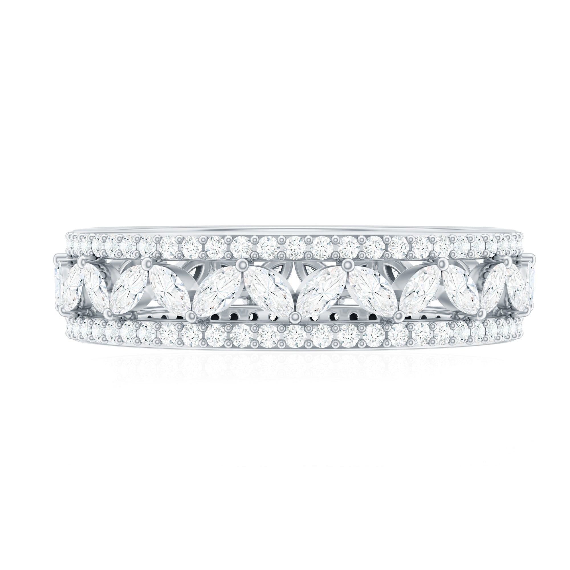 Certified Marquise Moissanite Wedding Band