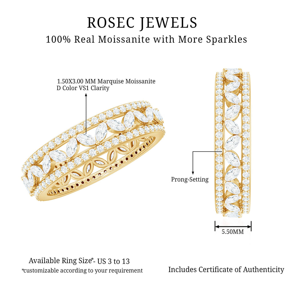 Certified Marquise Moissanite Wedding Band