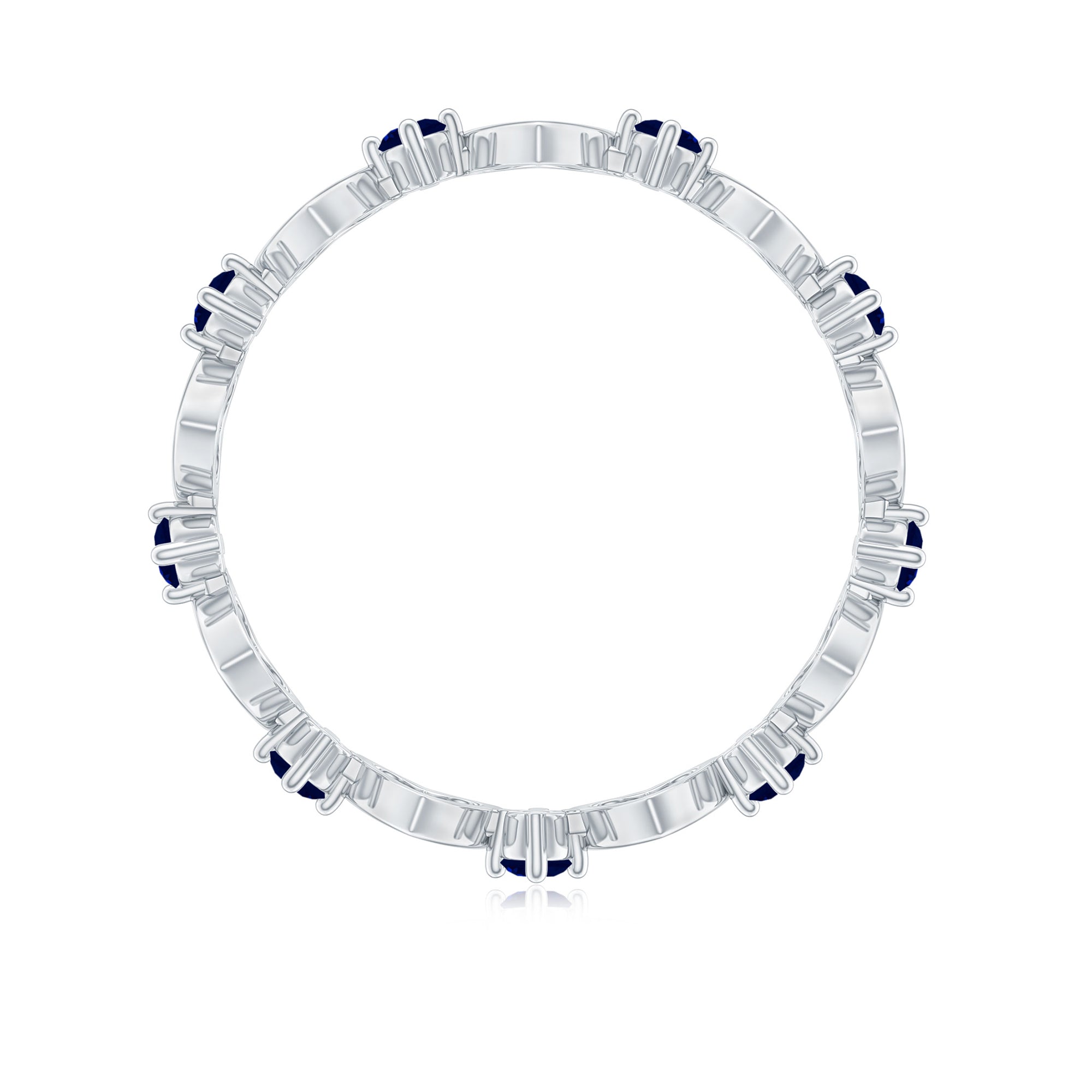 1 Carat Blue Sapphire Open Heart Wedding Band Ring