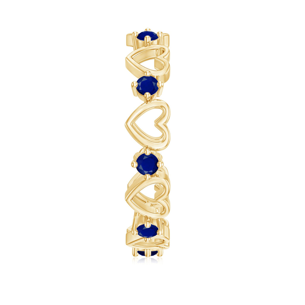 1 Carat Blue Sapphire Open Heart Wedding Band Ring