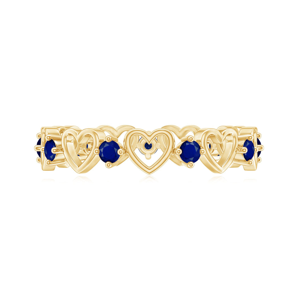 1 Carat Blue Sapphire Open Heart Wedding Band Ring