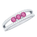 Pink Tourmaline and Diamond Anniversary Ring in Split Shank