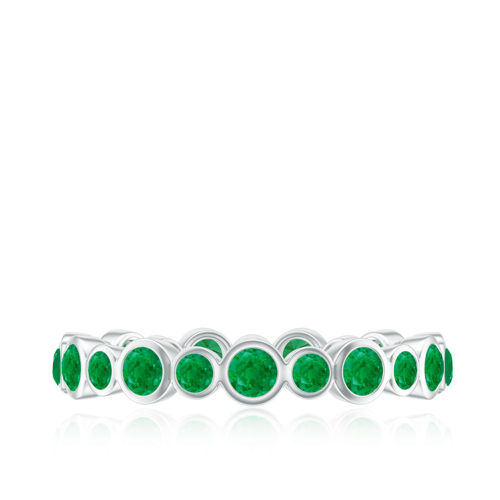 Emerald Full Eternity Band Ring in Bezel Setting