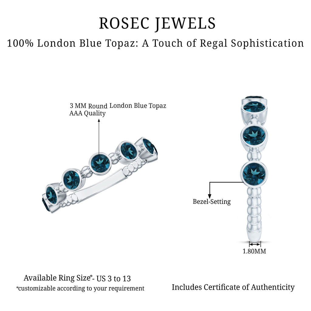 Bezel Set London Blue Topaz Semi Eternity Band