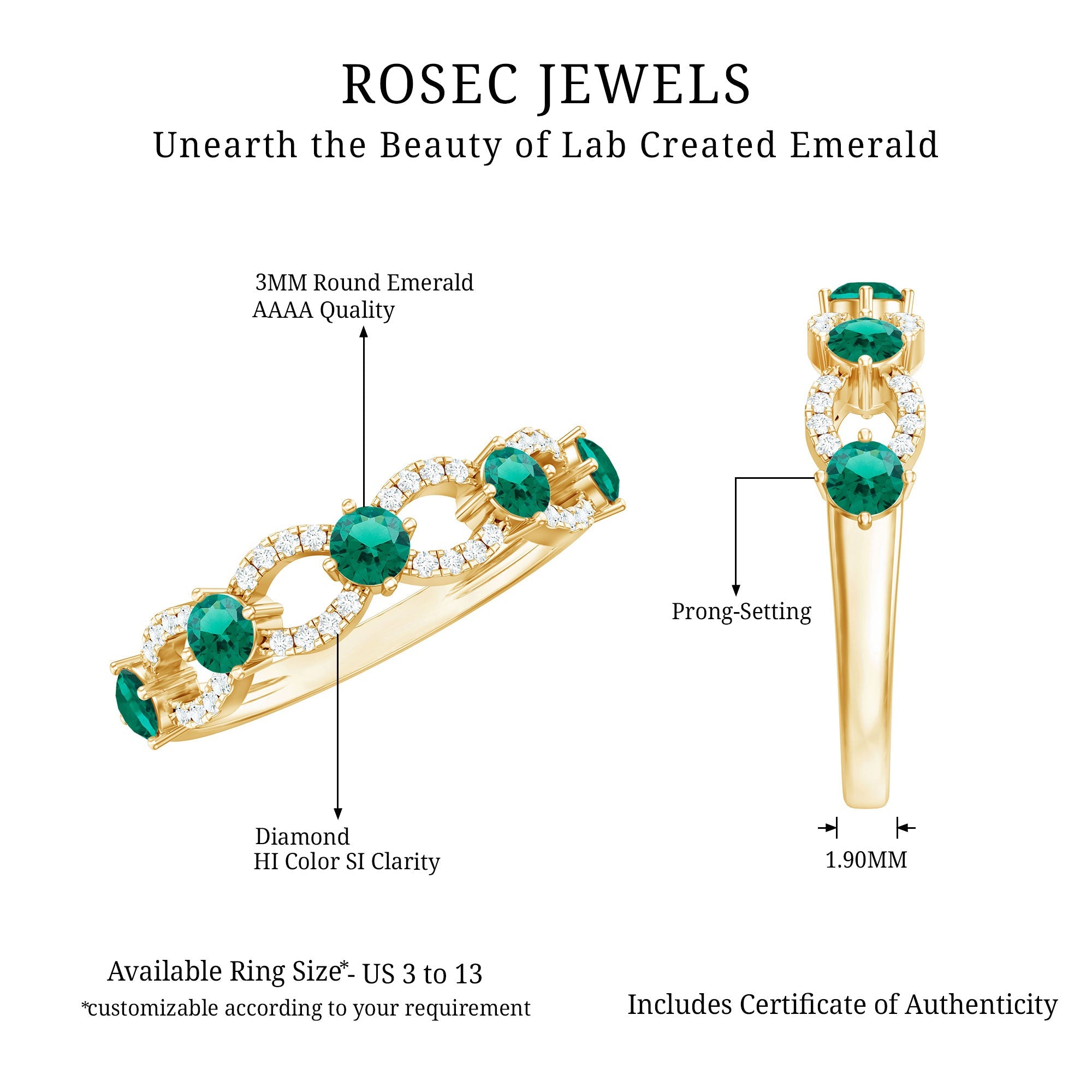 Designer Lab Grown Emerald Diamond Eternity Wedding Band
