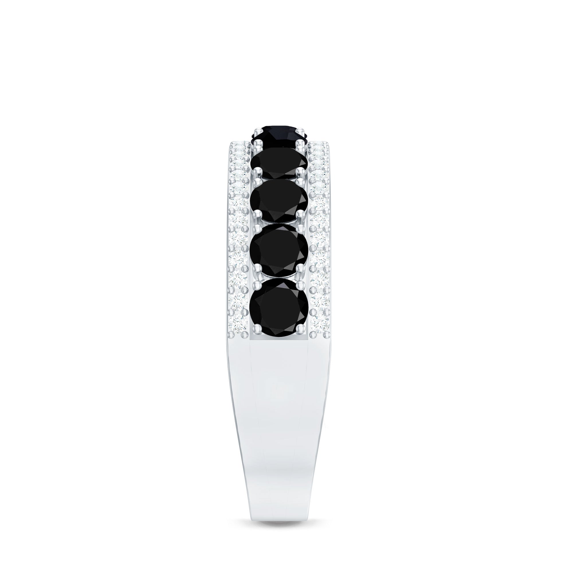 Certified Lab Grown Black and White Diamond Half Eternity Band Ring for Women