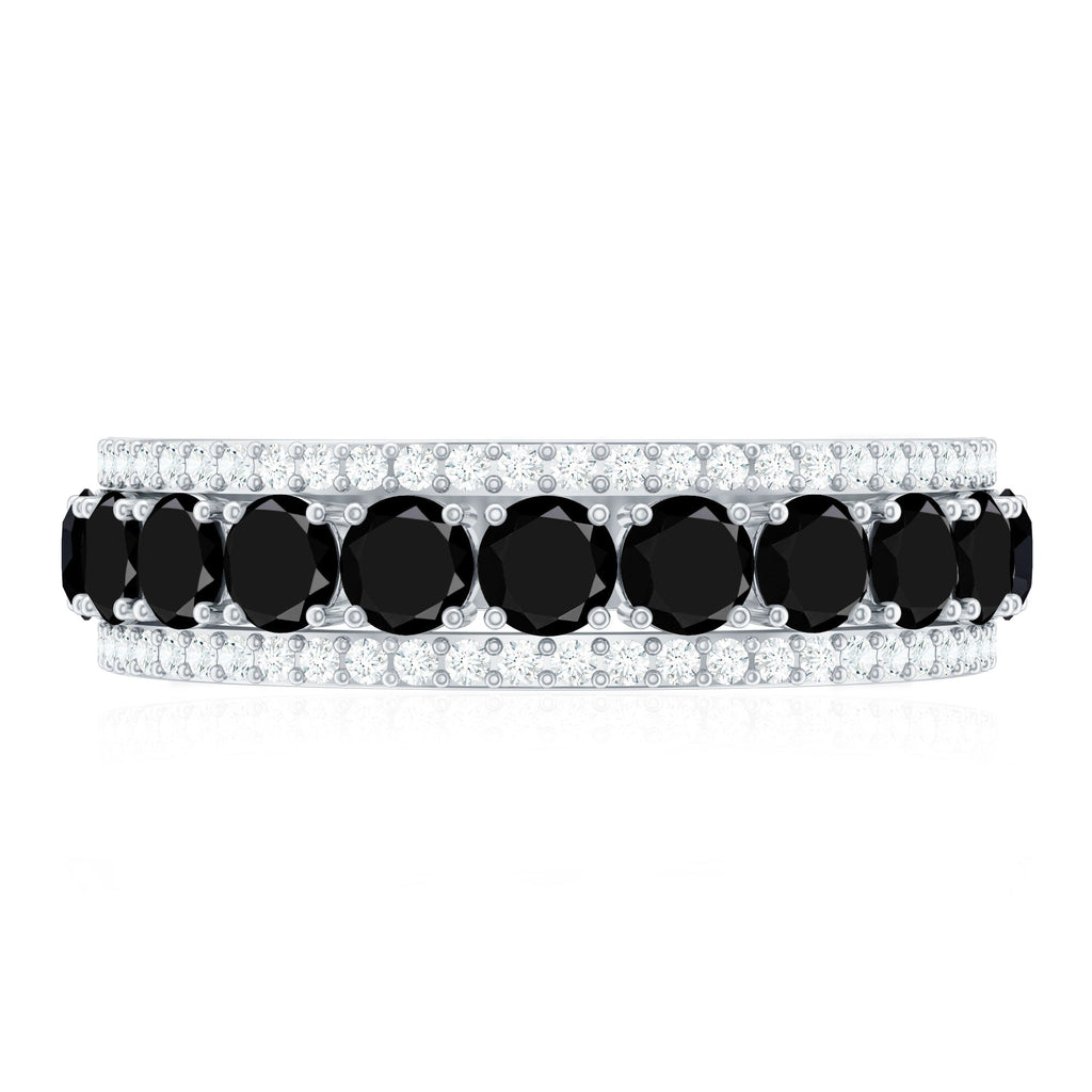 Certified Lab Grown Black and White Diamond Half Eternity Band Ring for Women