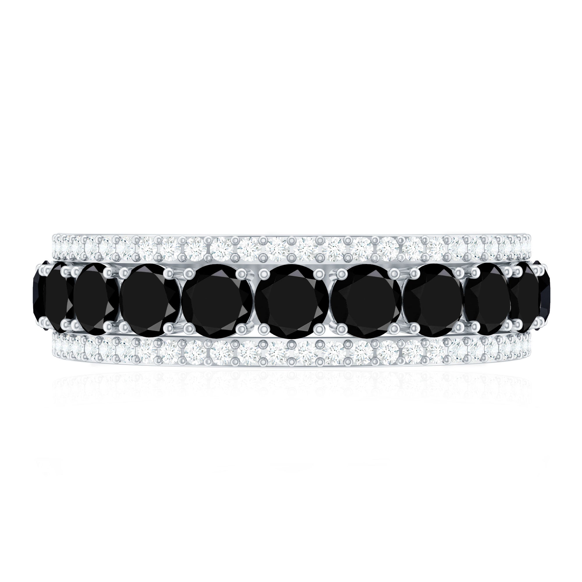 Certified Lab Grown Black and White Diamond Half Eternity Band Ring for Women