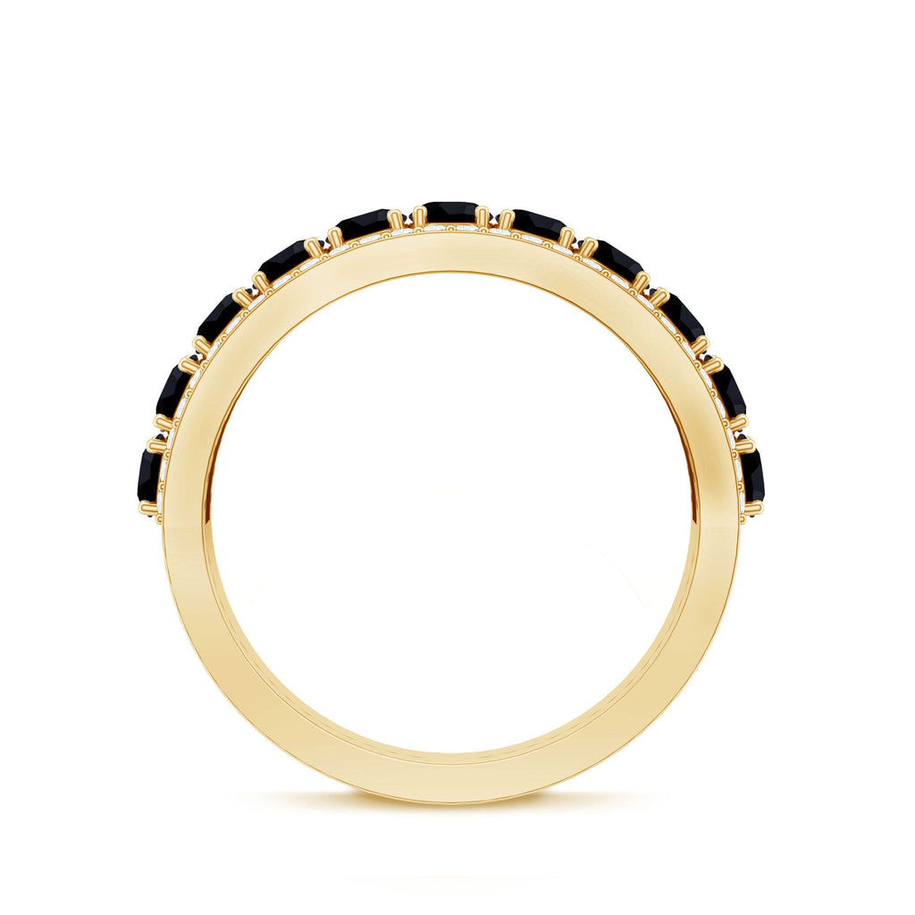 Certified Lab Grown Black and White Diamond Half Eternity Band Ring for Women