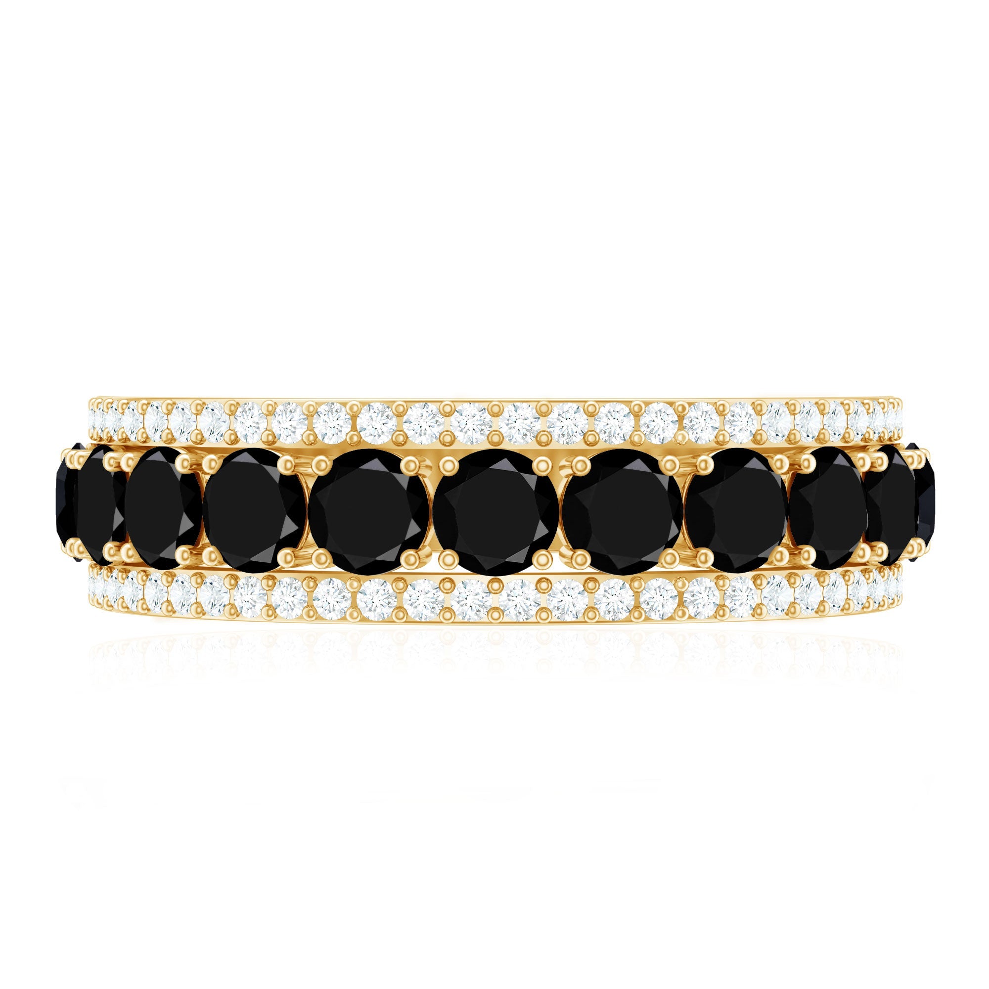 Certified Lab Grown Black and White Diamond Half Eternity Band Ring for Women