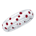 Natural Ruby Wide Wedding Band in Sterling Silver