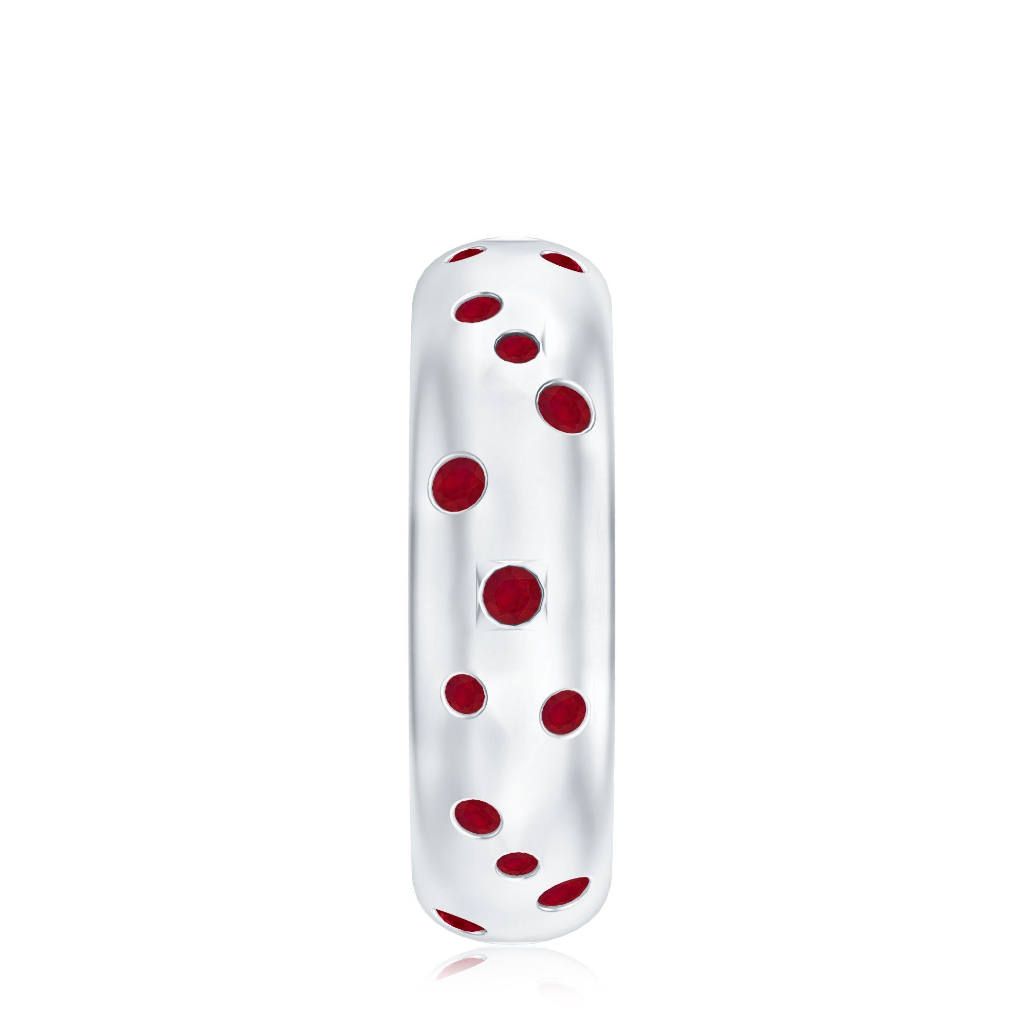 Natural Ruby Wide Wedding Band in Sterling Silver