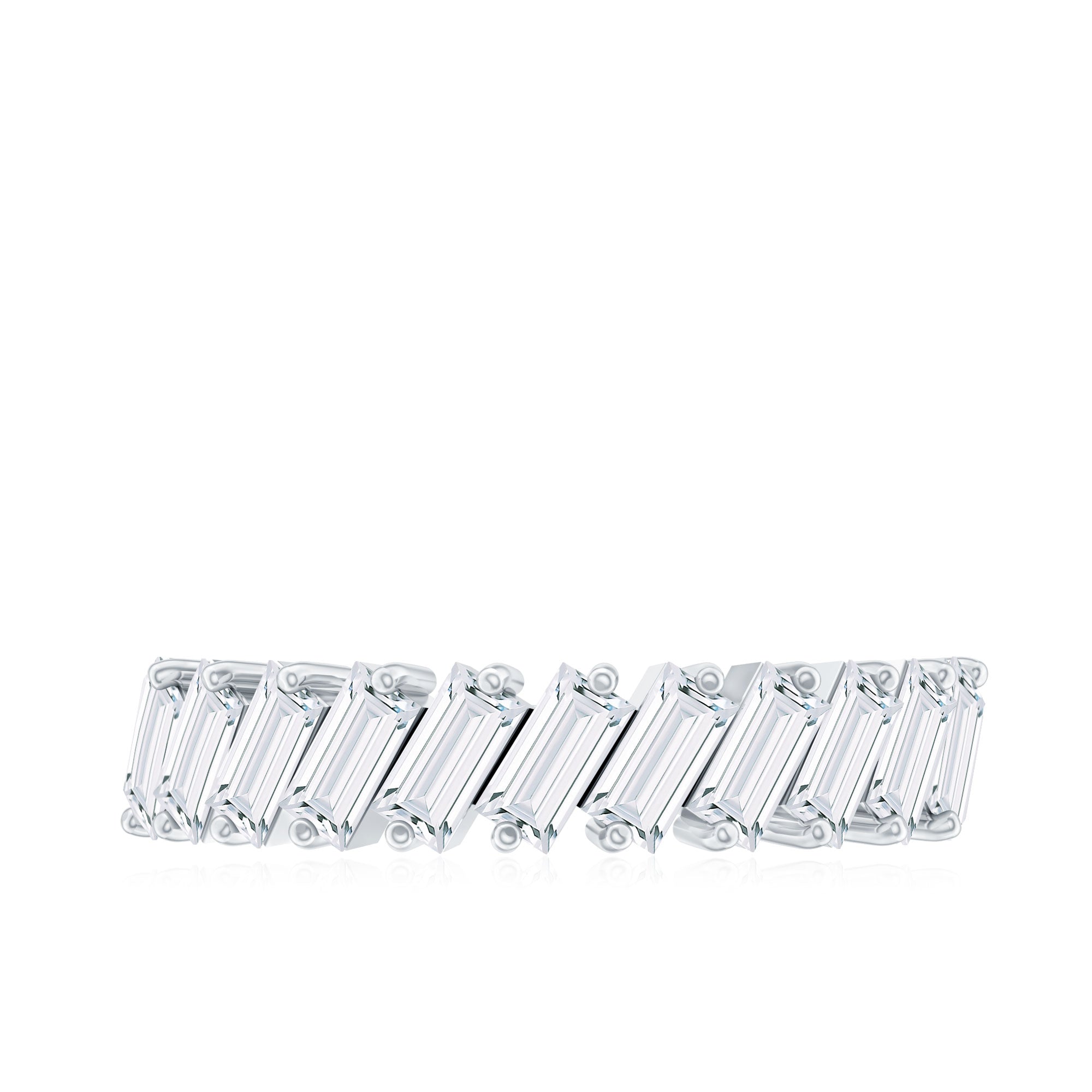 Certified Moissanite Baguette Cut Half Eternity Ring