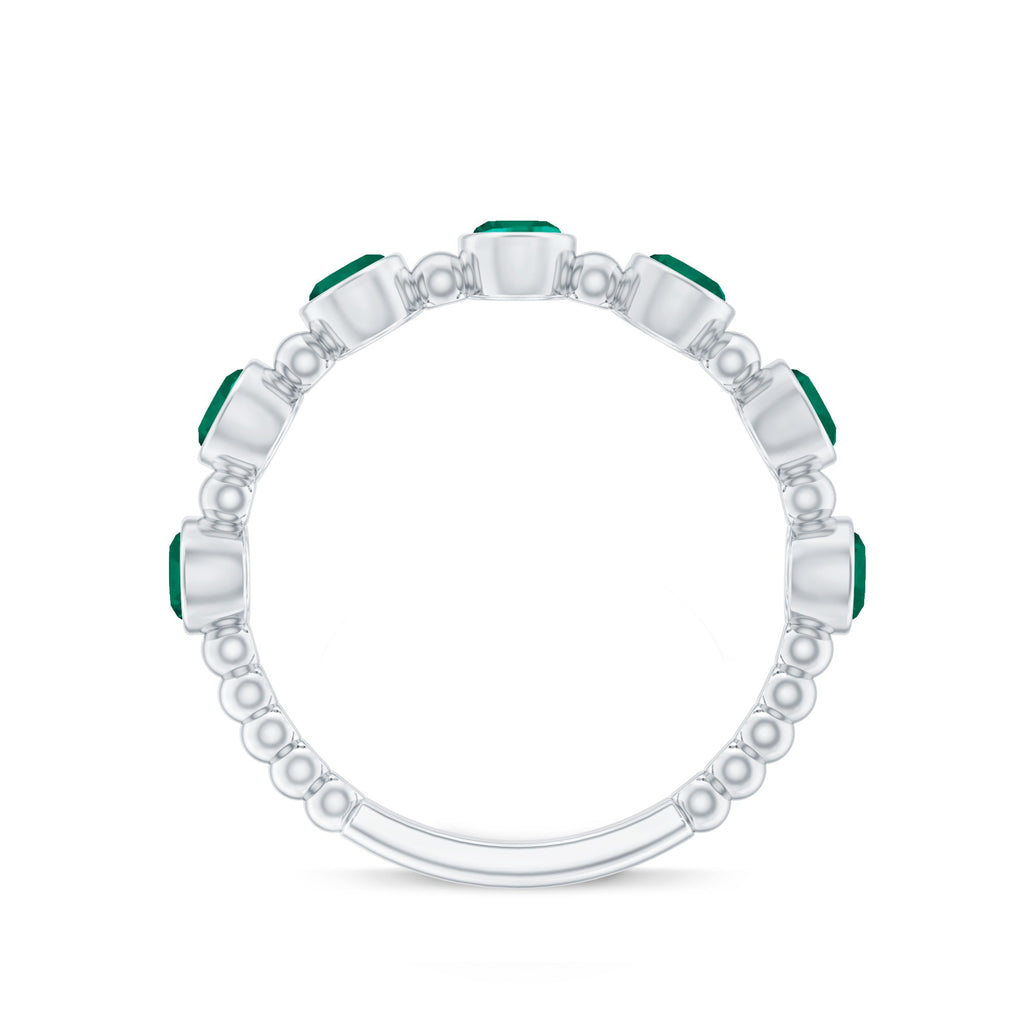 Bezel Set Lab Grown Emerald 7 Stone Half Eternity Ring with Certificate