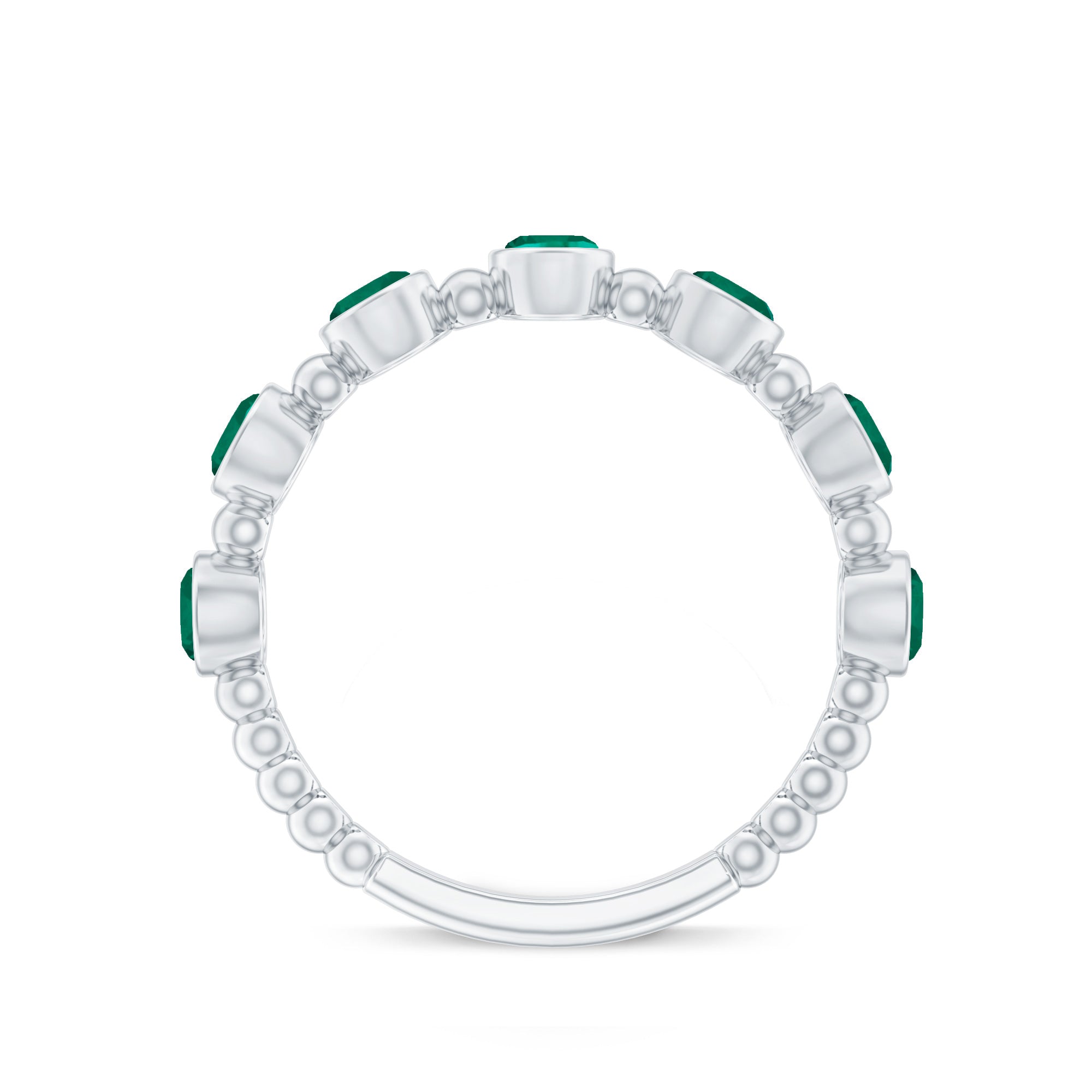Bezel Set Lab Grown Emerald 7 Stone Half Eternity Ring with Certificate