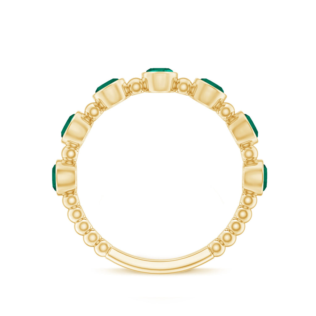 Bezel Set Lab Grown Emerald 7 Stone Half Eternity Ring with Certificate