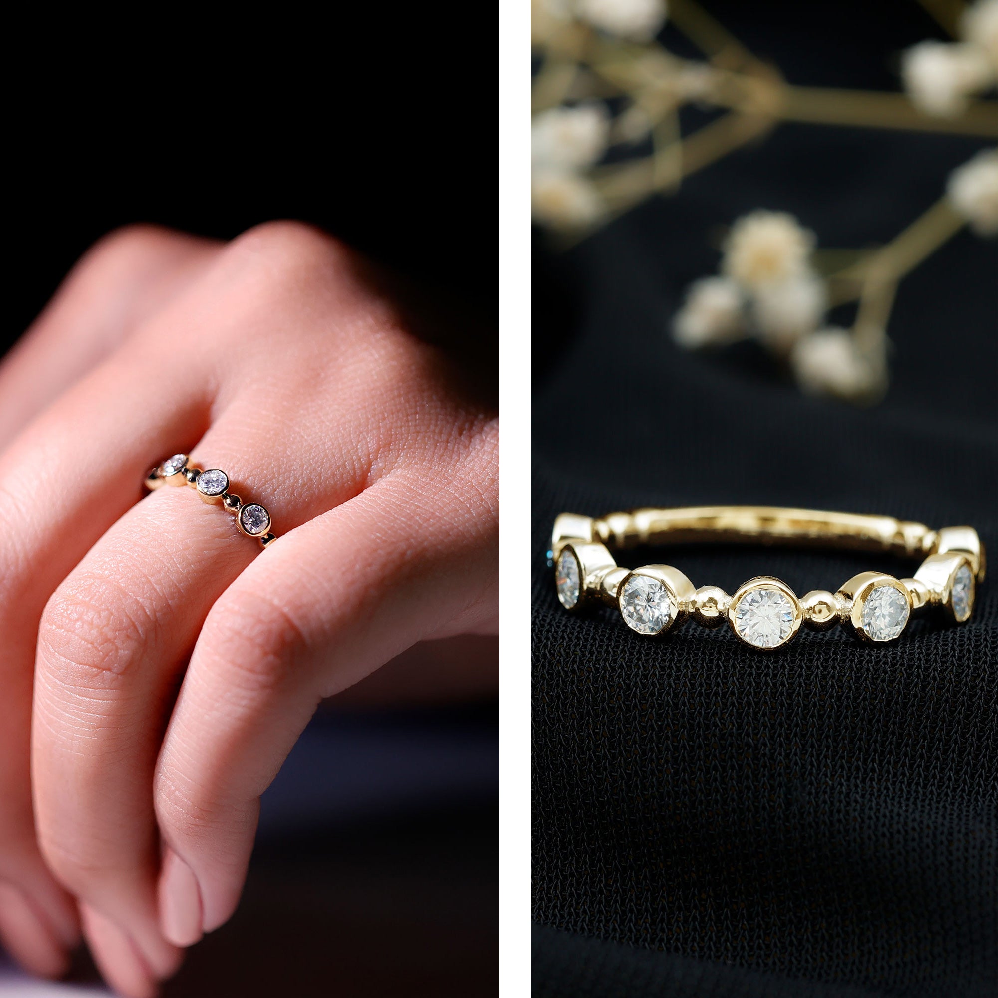 Bezel Set Moissanite Stackable Anniversary Band Ring