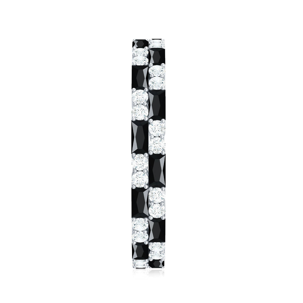 Certified Lab Grown Black and White Diamond 2 Row Eternity Band Ring
