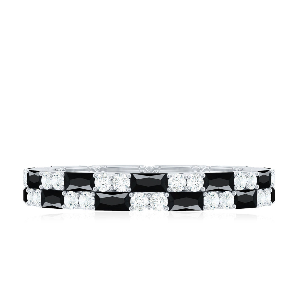 Certified Lab Grown Black and White Diamond 2 Row Eternity Band Ring