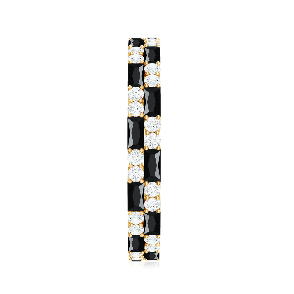 Certified Lab Grown Black and White Diamond 2 Row Eternity Band Ring