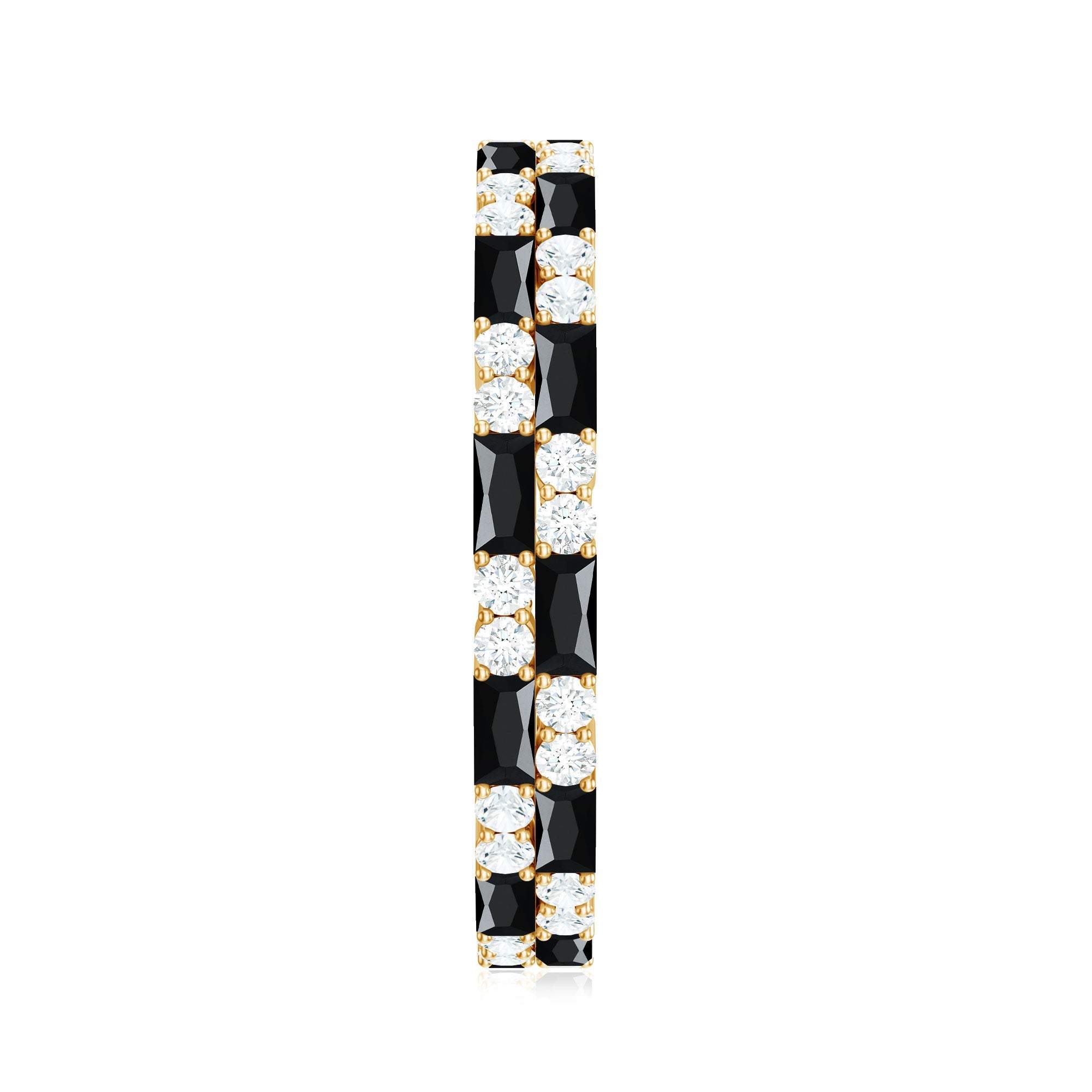 Certified Lab Grown Black and White Diamond 2 Row Eternity Band Ring