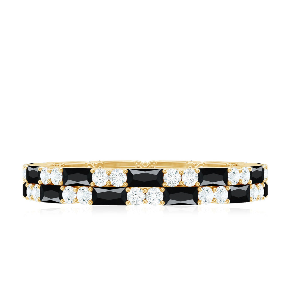 Certified Lab Grown Black and White Diamond 2 Row Eternity Band Ring