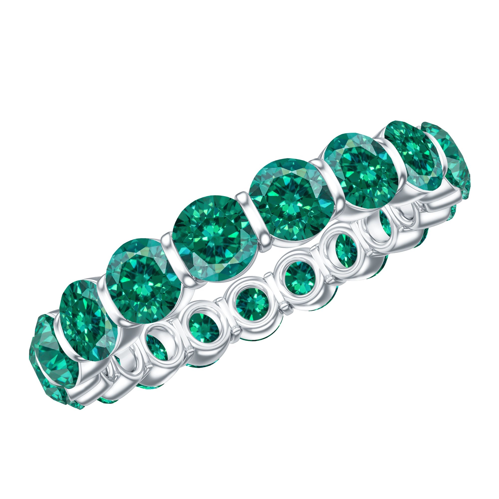 Bar Set Lab Grown Emerald Eternity Ring for Women
