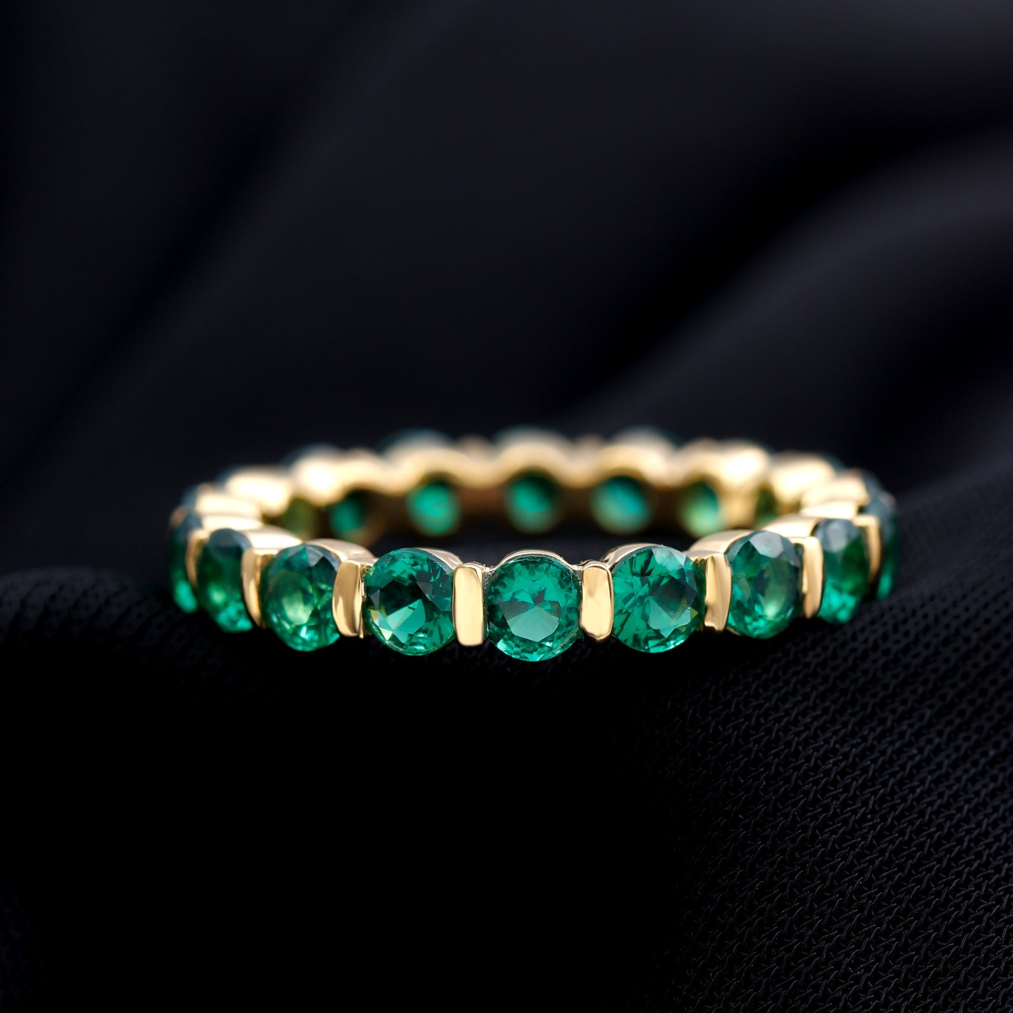 Bar Set Lab Grown Emerald Eternity Ring for Women
