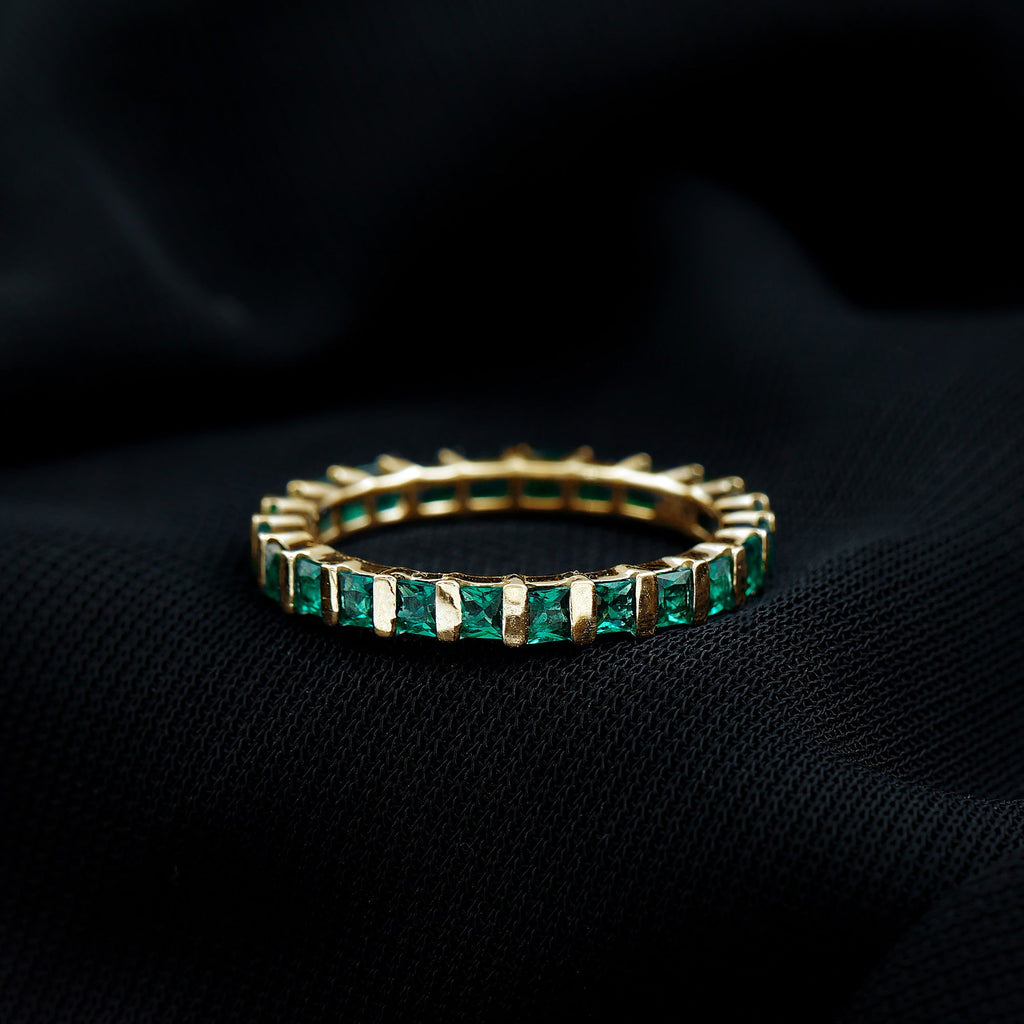 Simple Lab Created Emerald Eternity Wedding Band Ring