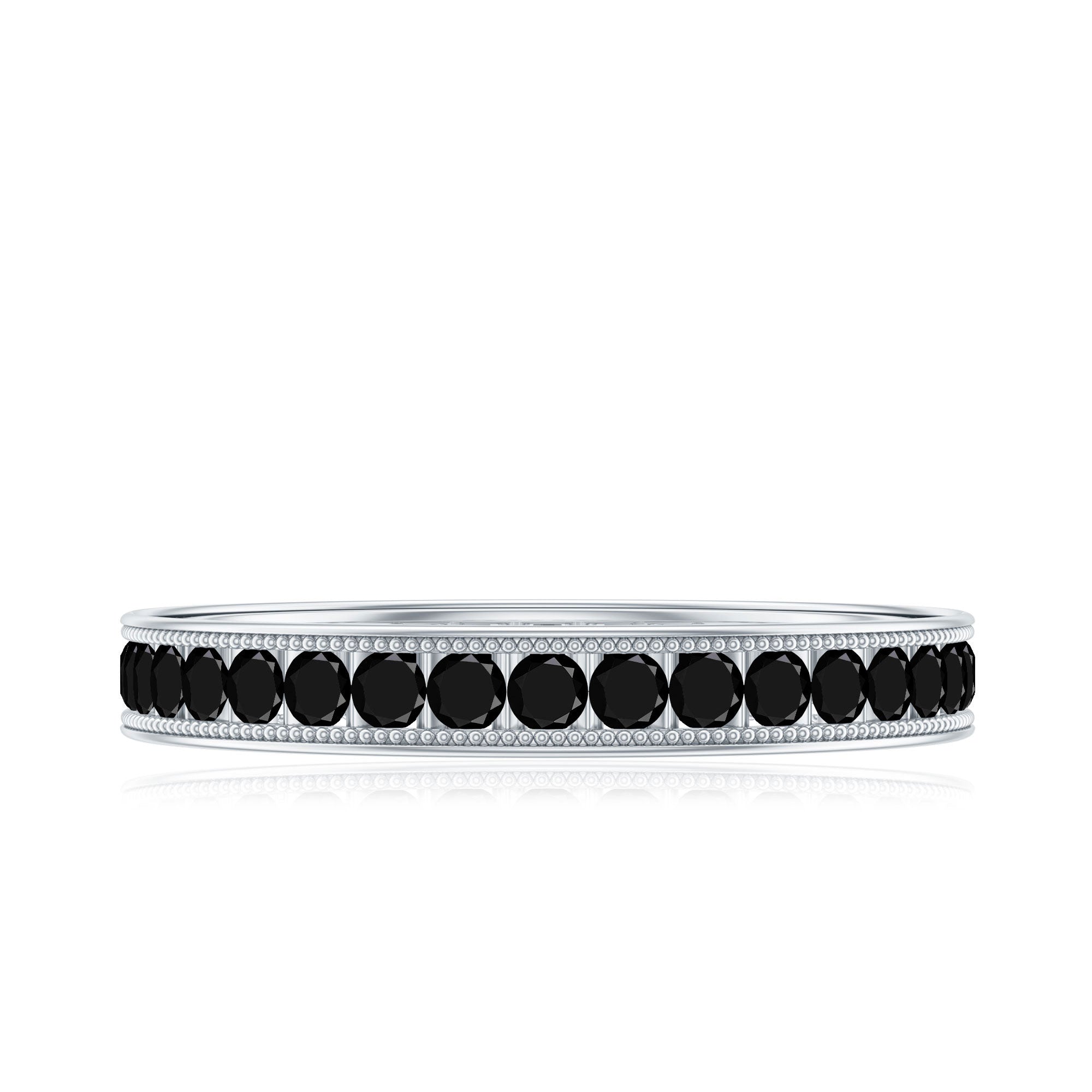 Black Onyx Wedding Band with Milgrain Detailing