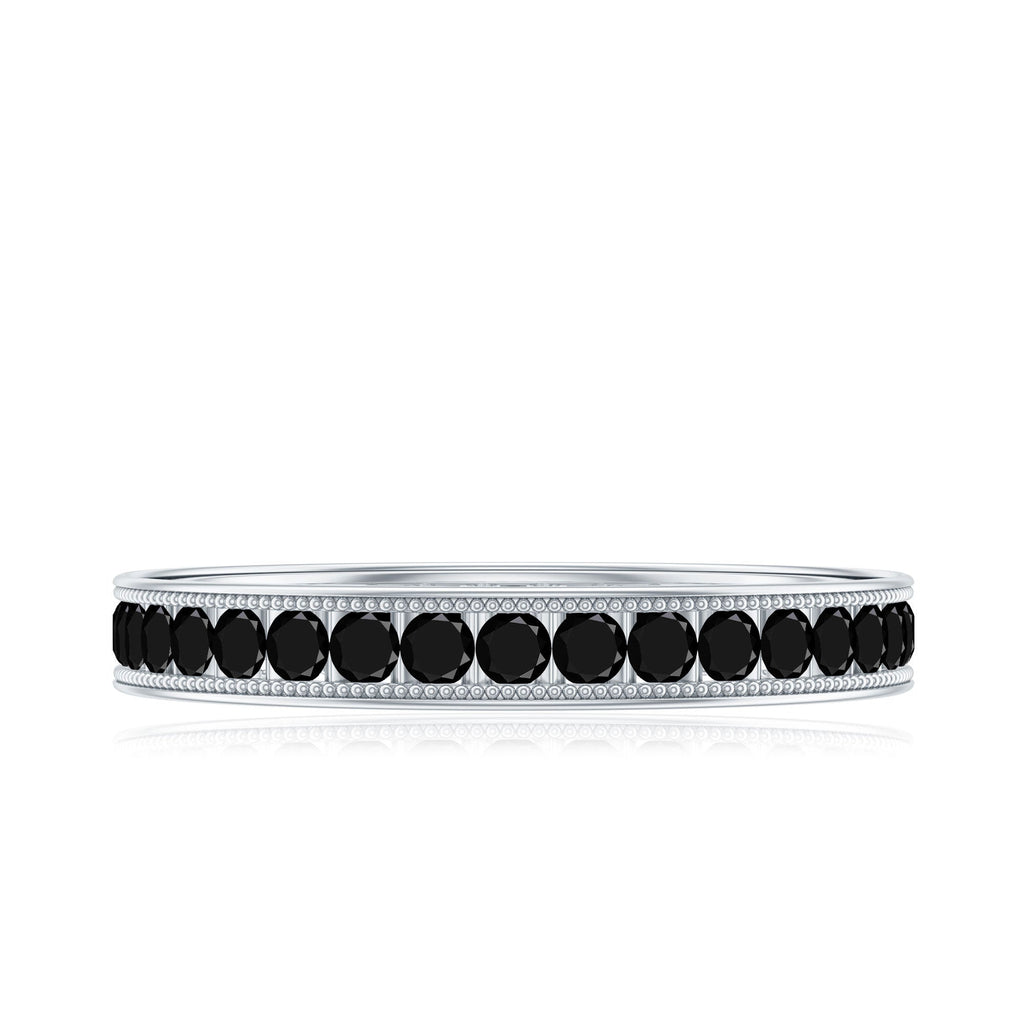 Black Onyx Wedding Band with Milgrain Detailing