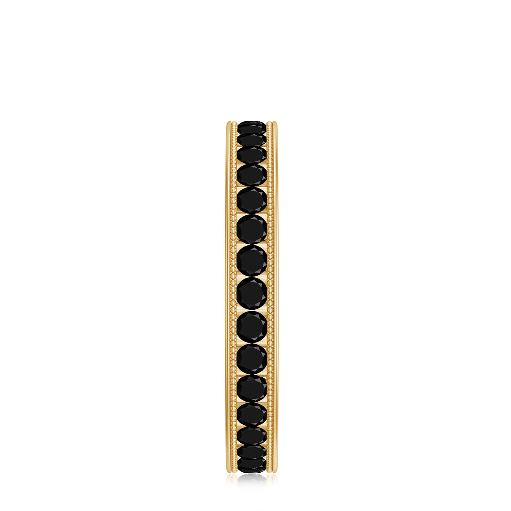 Black Onyx Wedding Band with Milgrain Detailing