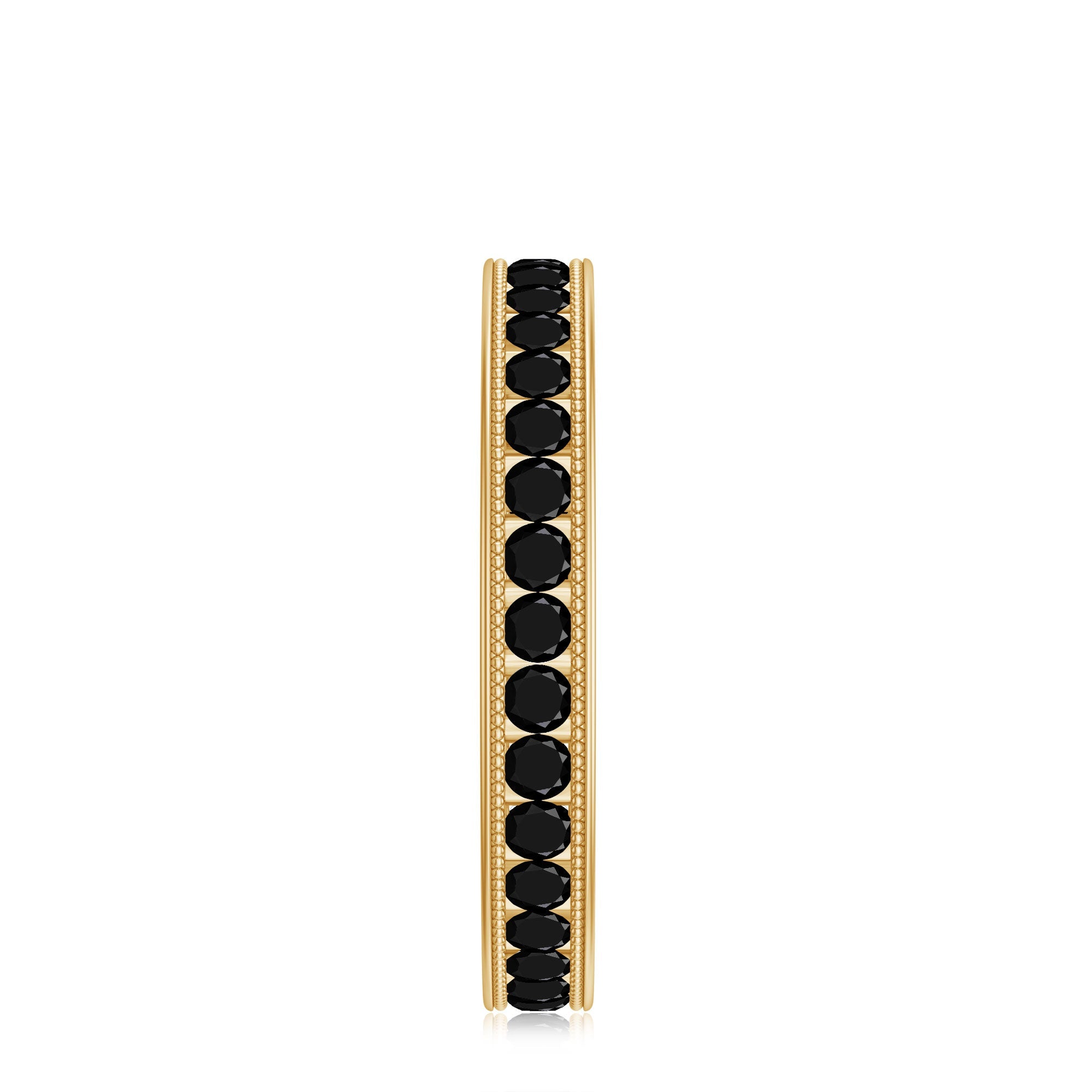 Black Onyx Wedding Band with Milgrain Detailing