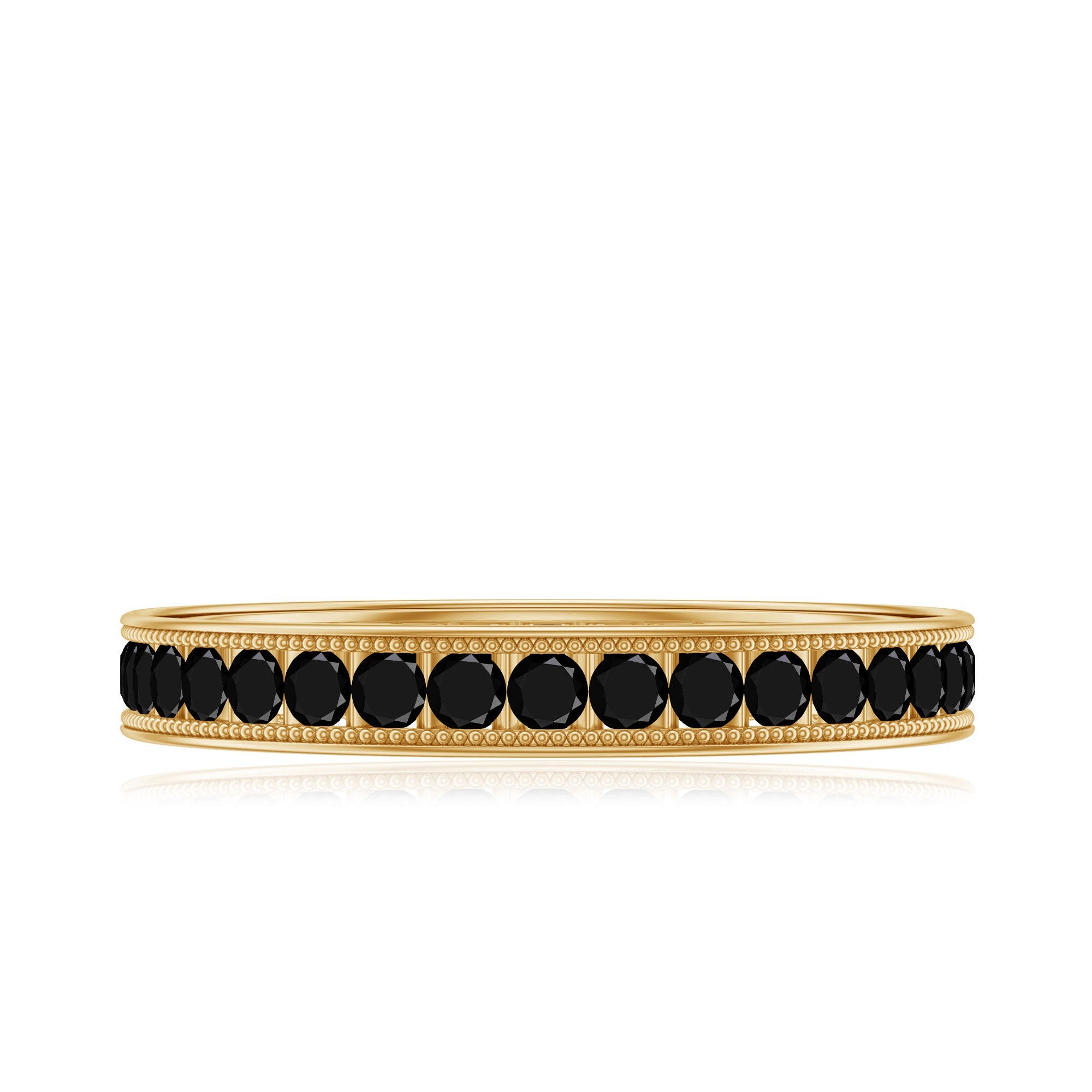 Black Onyx Wedding Band with Milgrain Detailing