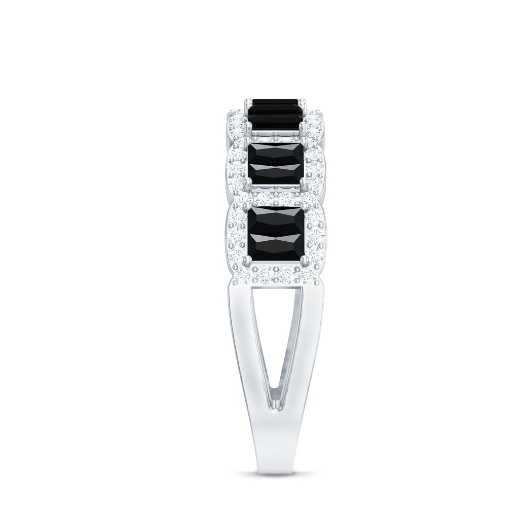 Baguette Cut Lab Grown Black and White Diamond Half Eternity Band