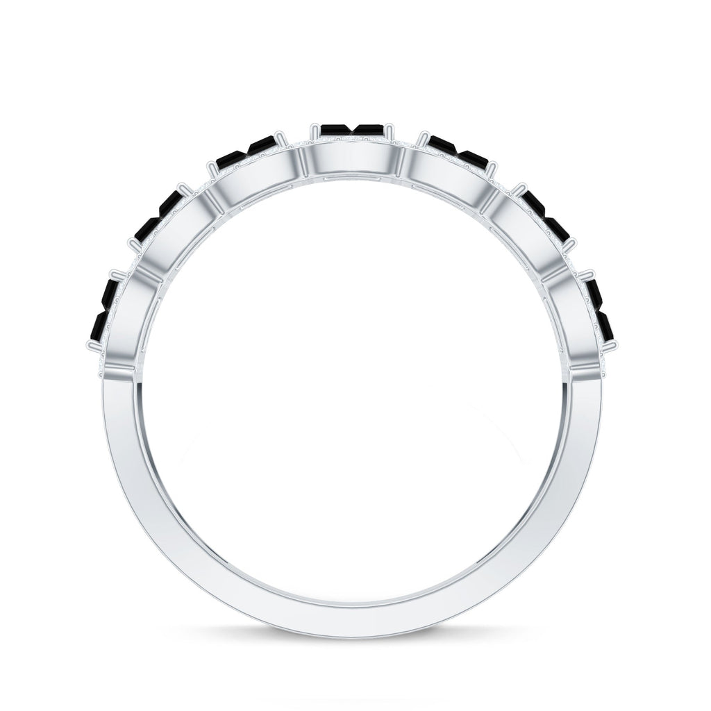 Baguette Cut Lab Grown Black and White Diamond Half Eternity Band