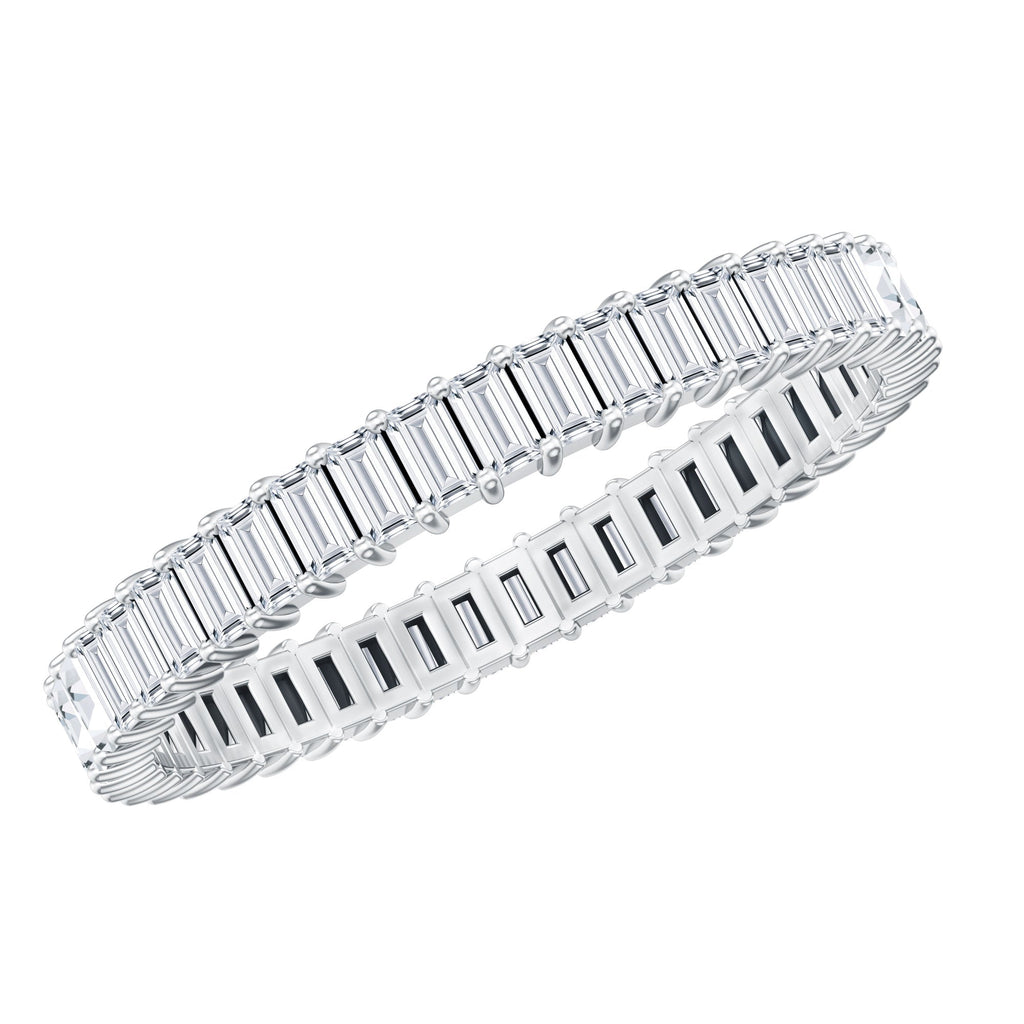 Baguette Cut Moissanite Eternity Ring in Shared Prong Setting