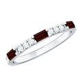 Natural Baguette Garnet Diamond Half Eternity Ring in East West Style