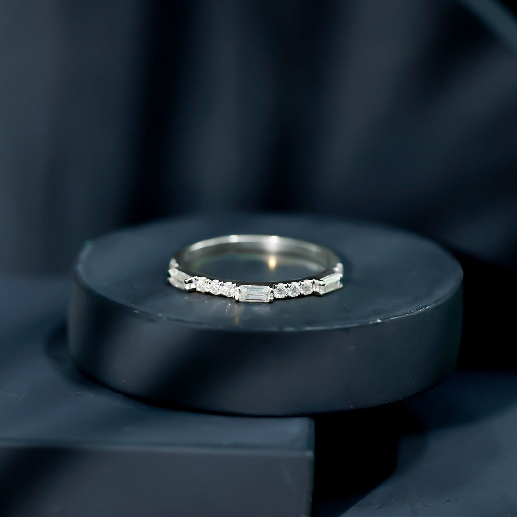 Baguette Moissanite Minimalist Stackable Eternity Ring